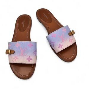Louis Vuitton Lock It Flat Slide Sandal Pink Purple LV Ombre Size 38.5 US 8.5